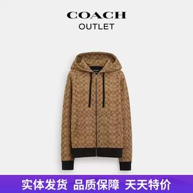 【自营】coach/蔻驰  女士全身经典标志老花拉链连帽卫衣 CR040 E7V