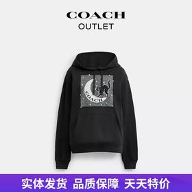 【自营】coach/蔻驰  女士HALLOWEEN BLACK CAT MOON经典标志连帽卫衣 CX168 BLK