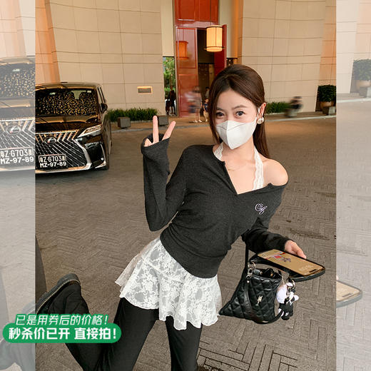 <曾小咸推荐>黑灰色上衣 日常99.99/件 立减50 秒杀价49.99/件 蕾丝打底衫 日常89.99/件 立减50 秒杀价39.99/件！！ 商品图1