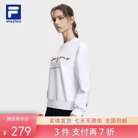 3件折上7折【自营】FILA/斐乐  女子针织套头衫冬季休闲基础抗菌健身训练运动卫衣 A11W341215FWT