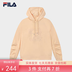 3件折上7折【自营】FILA/斐乐  斐乐女子连帽卫衣2023秋新款简约时尚宽松休闲针织上衣女 F11W338201FOR