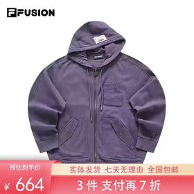 3件折上7折【自营】FILA/斐乐  FUSION斐乐潮牌情侣连帽外套2024春季新款时尚复古宽松卫衣 T11U413505FPU