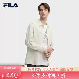 3件折上7折【自营】FILA/斐乐  男子梭织长袖衬衫2024秋新款时尚简约宽松休闲上衣 F11M438403FLK