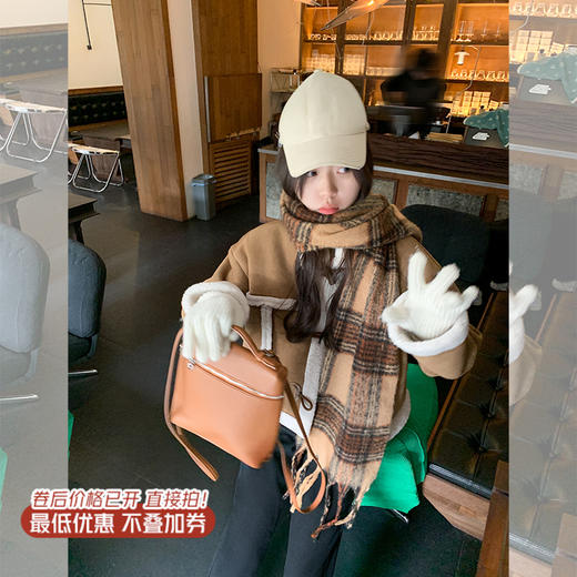 <曾小咸推荐>咖色翻领皮毛一体外套短款 日常249.99/件 立减110 秒杀139.99/件！！ 商品图2