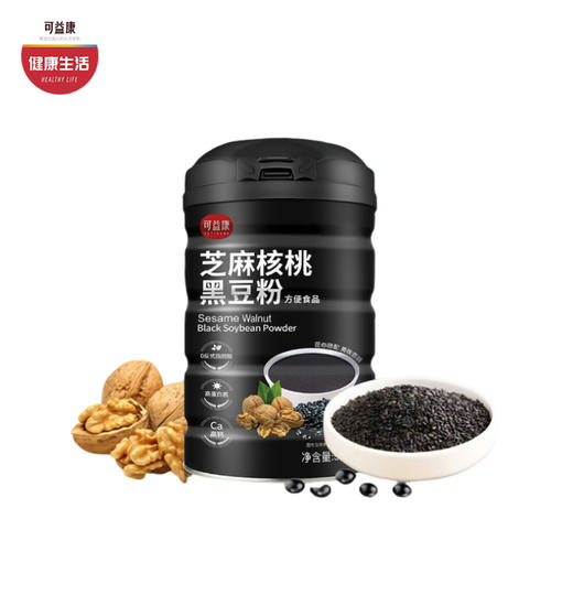 赠品|可益康 核桃芝麻黑豆代餐粉  6种黑色食材  醇香饱腹  500g/罐 商品图0