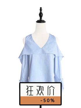 TYNVIE 层次褶皱袖口露肩上衣