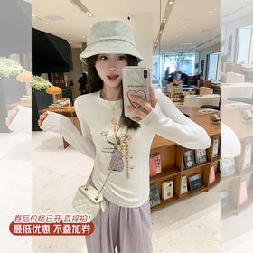 <曾小咸推荐>新品现货秒杀！卖完下架不再补 ！微信粉丝打折价！！花瓶印花修身长袖T恤 