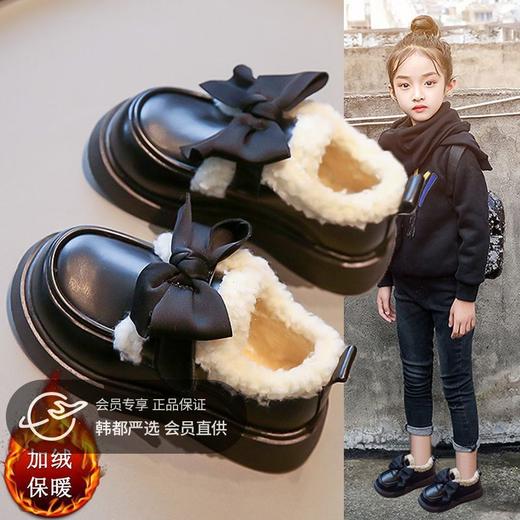 女童加棉保暖小皮鞋棉鞋2024新款魔术贴大棉防滑休闲百搭软底童鞋 商品图0