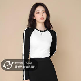 【女士插肩长袖】撞色复古插肩袖t恤女短上衣冬季春秋装美式辣妹ins长袖打底衫内搭