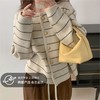 【法式小香风条纹针织开衫】秋冬宽松软糯外穿圆领复古洋气毛衣外套 商品缩略图0