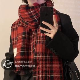 【柔软舒适！呵护颈部温暖】复古红色围巾新款彩虹围巾女秋冬韩版外搭软糯网红保暖围脖长款围巾馨帮帮格子。ry