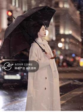 花侍·高端长款毛呢大衣外套贵妇团出口欧洲订单高货宽松羊毛呢大衣女秋冬时尚外套中长款绵羊毛冬款气质温柔风