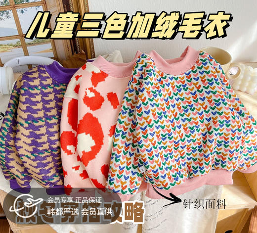 一体绒毛衣卫衣💰29.9包邮秒🌞  儿童三色加绒毛衣卫衣 80-150码 商品图0