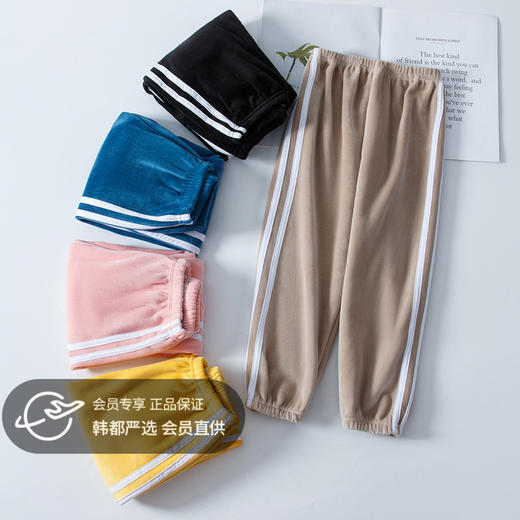 【买一送一  49元两条 抢！！】【上架做满减】儿童金丝绒外穿运动休闲裤男童女童加绒加厚保暖束脚长裤店 商品图0