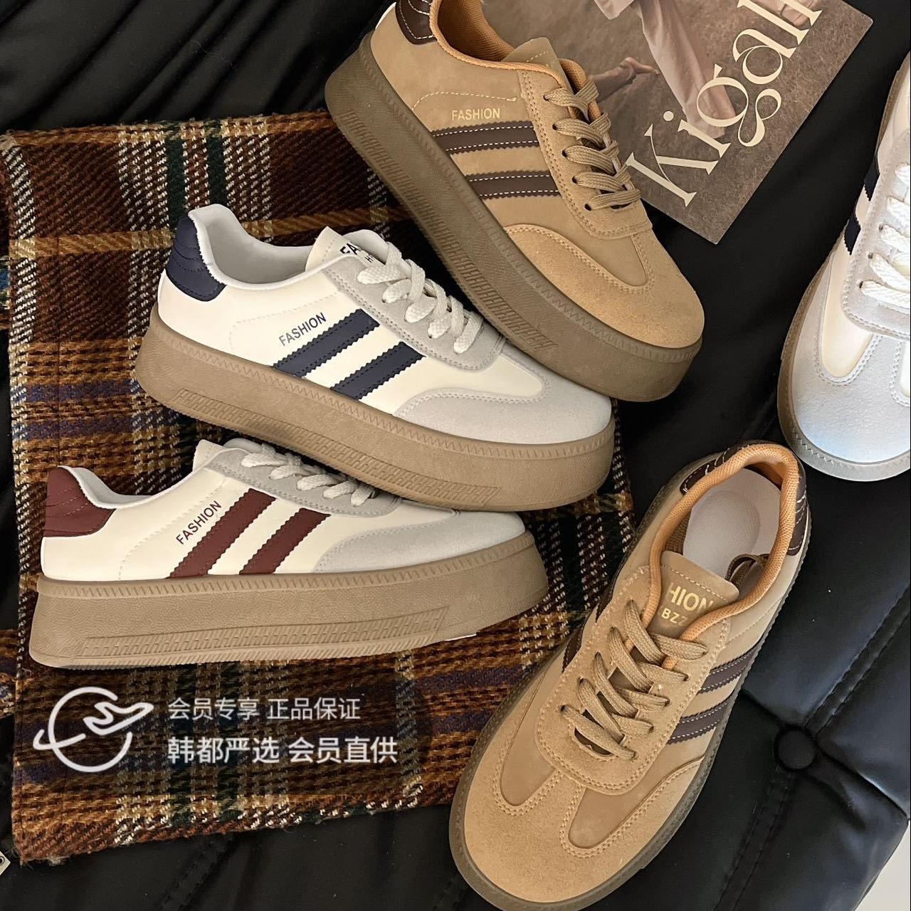 SOSOTATA  复古德训板鞋 4cm跟高设计，上脚柔软，显腿长；足弓支撑，舒适缓压；M型小圆头，上脚不臃肿；防滑鞋底，时尚百搭