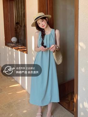 法式气质无袖连衣裙 | 温柔露背背心裙 垂坠感海边度假风沙滩长裙