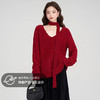 （赠围脖飘带）高级感红色V领毛衣两件套 | 软糯圈圈纱 慵懒显瘦 显白衬肤 宽松长袖针织衫 商品缩略图0