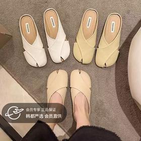 尺码偏小，拍大一码！气质交叉单鞋夏季 开口透气清爽不黏腻 舒适低跟女鞋 气质软皮 休闲百搭