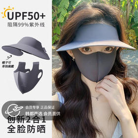 【Mr.evil 夏季防晒帽&口罩套装】可拆卸 可魔术贴胶粘 帽檐加大加宽设计 轻薄不压发型 3D立体防晒设计