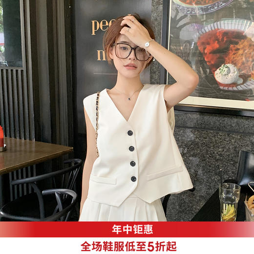 西遇百褶裤裙女2025年夏季新款白色高腰A字百褶裤裙SS050508 商品图0
