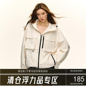 Ariseism  美式复古白色加绒工装外套女秋冬新款上衣