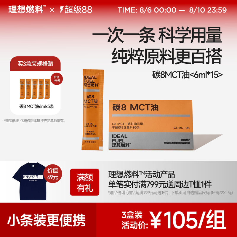 理想燃料 | 碳8MCT油 6ml*15条