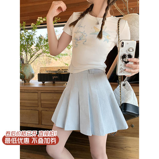 【129元任选2件】现货！蓝色百褶半身裙 商品图1