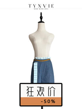 TYNVIE 排褶花边装饰中裤- 牛仔蓝