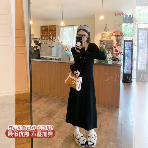 【179元任选2件】现货！高级感2色修身显瘦针织连衣裙 商品图1