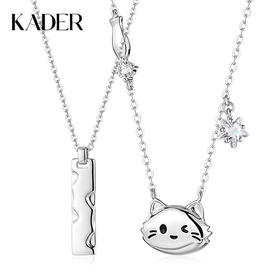 卡蒂罗/KADER 🐱猫咪日记情侣项链 萌趣猫与鱼甜美可爱原创设计可调节锁骨链  简约时尚甜蜜饰爱吊坠