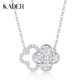 卡蒂罗/KADER 🍀双重好运Buff 光影幸运四叶草项链 浪漫交织满镶闪钻可调节锁骨链 轻奢时尚简约小众吊坠#好运