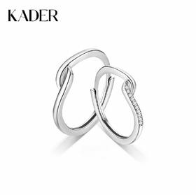 卡蒂罗/KADER 遇见你情侣对戒 牵手造型简约小众时尚设计开口可调节素圈一对 执子之手与子偕老甜蜜浪漫214情人