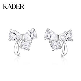 卡蒂罗/KADER 在逃公主蝴蝶结耳钉 梦幻少女结轻奢小巧甜美气质高级感耳饰 镶嵌闪锆元气少女可爱配饰 925银
