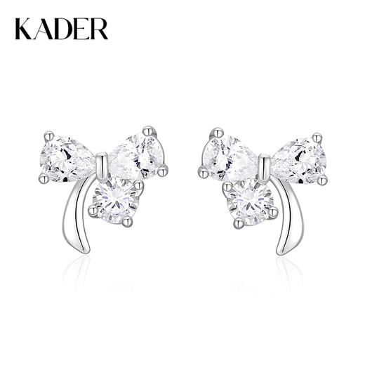 卡蒂罗/KADER 在逃公主蝴蝶结耳钉 梦幻少女结轻奢小巧甜美气质高级感耳饰 镶嵌闪锆元气少女可爱配饰 925银 商品图0