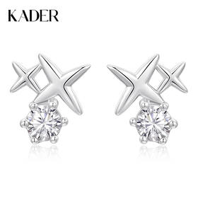 卡蒂罗/KADER 闪烁之星耳钉 闪耀星点璀璨四芒星轻奢小众简约百搭纯银耳饰 精致小巧灵动吸睛睡觉免摘配饰