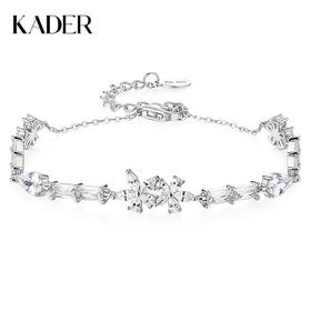 卡蒂罗/KADER 星河方糖纯白茉莉项链 春夏经典时尚百搭可调节纯银首饰 梦幻紫藤花闪耀银河满镶闪锆可调节配饰