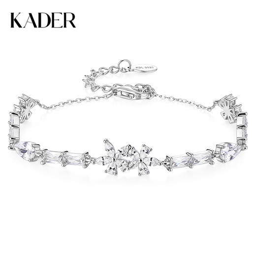 卡蒂罗/KADER 星河方糖纯白茉莉项链 春夏经典时尚百搭可调节纯银首饰 梦幻紫藤花闪耀银河满镶闪锆可调节配饰 商品图0