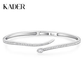 卡蒂罗/KADER 【999纯银】小灵蛇手镯 新中式蛇年本命年福气好运开口银镯 十二生肖守护平安满钻配饰