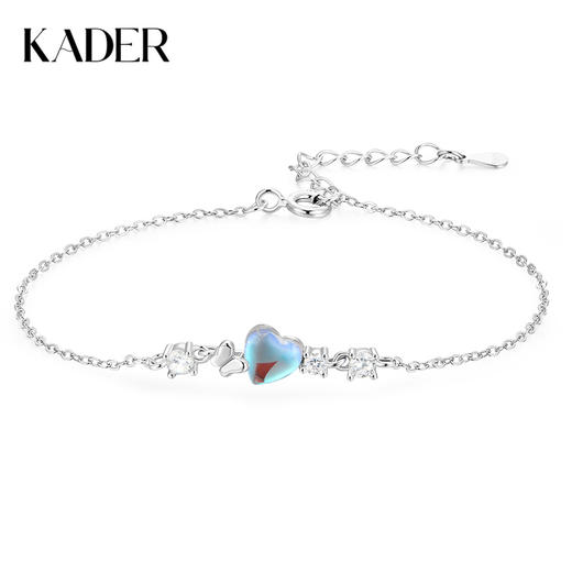 卡蒂罗/KADER 心月守护手链 轻奢时尚梦幻爱心月光石甜美可爱可调节纯银手饰 接住招财的蝴蝶玄学#好运 商品图0