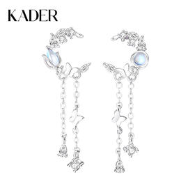 卡蒂罗/KADER 🌷郁金香花环耳钉 在逃公主灵动流苏仙气优雅满钻镶嵌养耳洞耳饰 轻奢浪漫春日精灵配饰