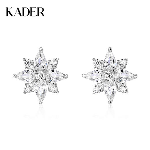卡蒂罗/KADER 幸运雪花耳钉 幸运四叶草圣诞雪绒花原创造型设计爆闪耳饰 璀璨繁花闪耀秋冬吸睛养耳洞配饰 商品图0