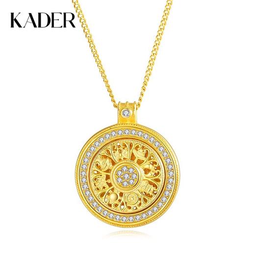 【可转动】卡蒂罗/KADER 八宝罗盘项链 古法花丝如意圆满吉祥八宝圆盘吊坠银链#好运 新中式本命年复古显白锁骨链 商品图0