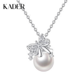 卡蒂罗/KADER 蝶恋珠项链 法式赫本风优雅复古纯银仿珍珠锁骨链 小众轻奢设计不撞款 甜心蝴蝶结日常通勤#好运