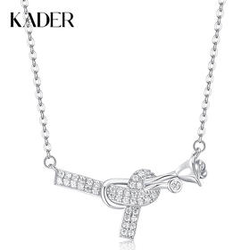 卡蒂罗/KADER 丝带玫瑰项链 优雅蝴蝶结闪耀甜美可调节锁骨链 爱意交织大气温柔蛇年吸睛拼接链 925银