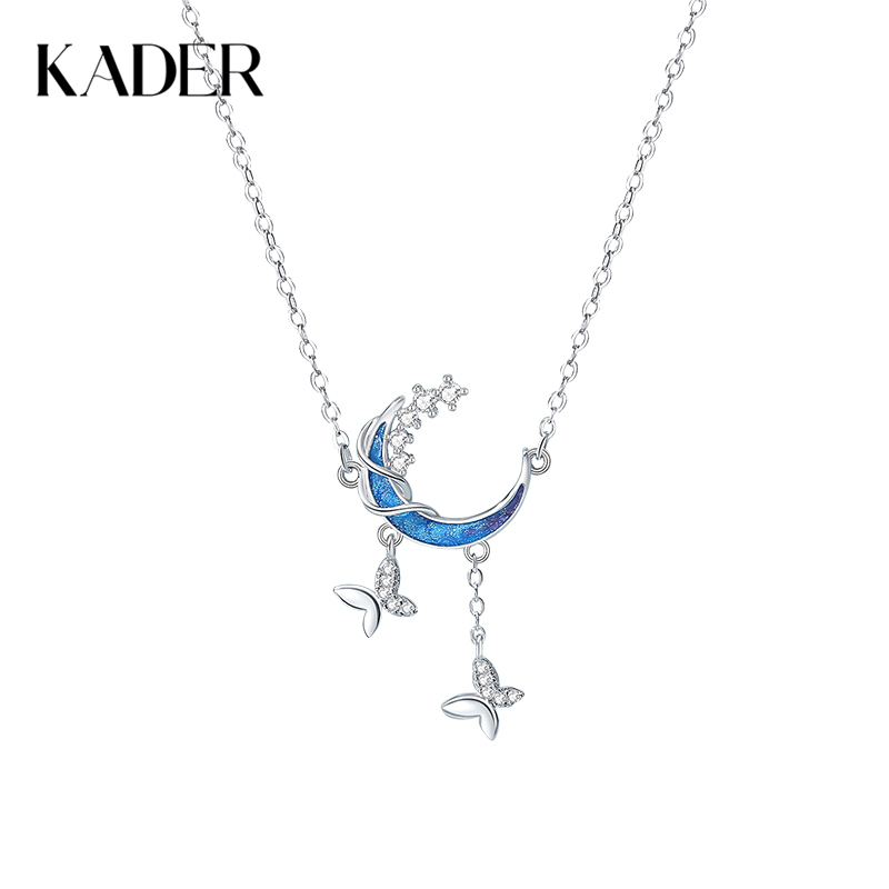 卡蒂罗/KADER 蝶舞环月耳环 梦幻克莱因蓝闪闪蝶舞仙气流苏耳钉 灵动轻盈璀璨闪耀配饰甜蜜饰爱 925银