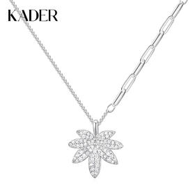 卡蒂罗/KADER 【枫】一叶知秋项链 枫叶的思念满镶锆石璀璨闪耀可调节锁骨链 时尚浪漫爱意传达吊坠