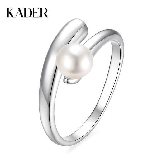 卡蒂罗/KADER  月光轨迹珍珠戒 交叉线条好运百搭慵懒感小众设计时尚精致开口戒 时髦复古氛围感日常百搭 商品图0