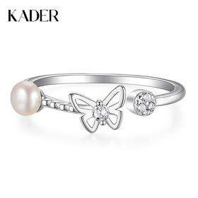 卡蒂罗/KADER  蝴蝶絮语女戒 在逃公主系列 小众设计蝴蝶镂空镶嵌闪锆简约大气开口戒 ins温柔气质创意百搭