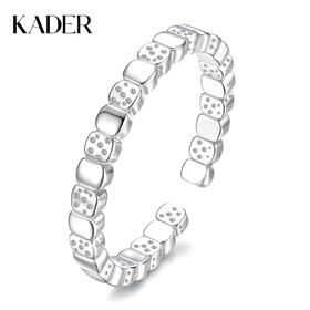 卡蒂罗/KADER 冰糖方块戒指  925银小众设计不规则几何素圈开口可调节戒  时尚简约百搭