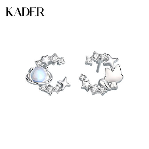 卡蒂罗/KADER  星球奇遇耳钉 925银小狐狸与星球 浪漫童话设计 幻彩星球梦幻女友闪耀甜蜜浪漫约会温柔百搭 商品图0